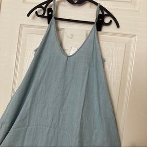 Blue linen maxi dress
